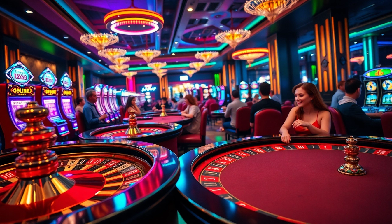 HELLO88 casino floor packed with players enjoying blackjack and slots.